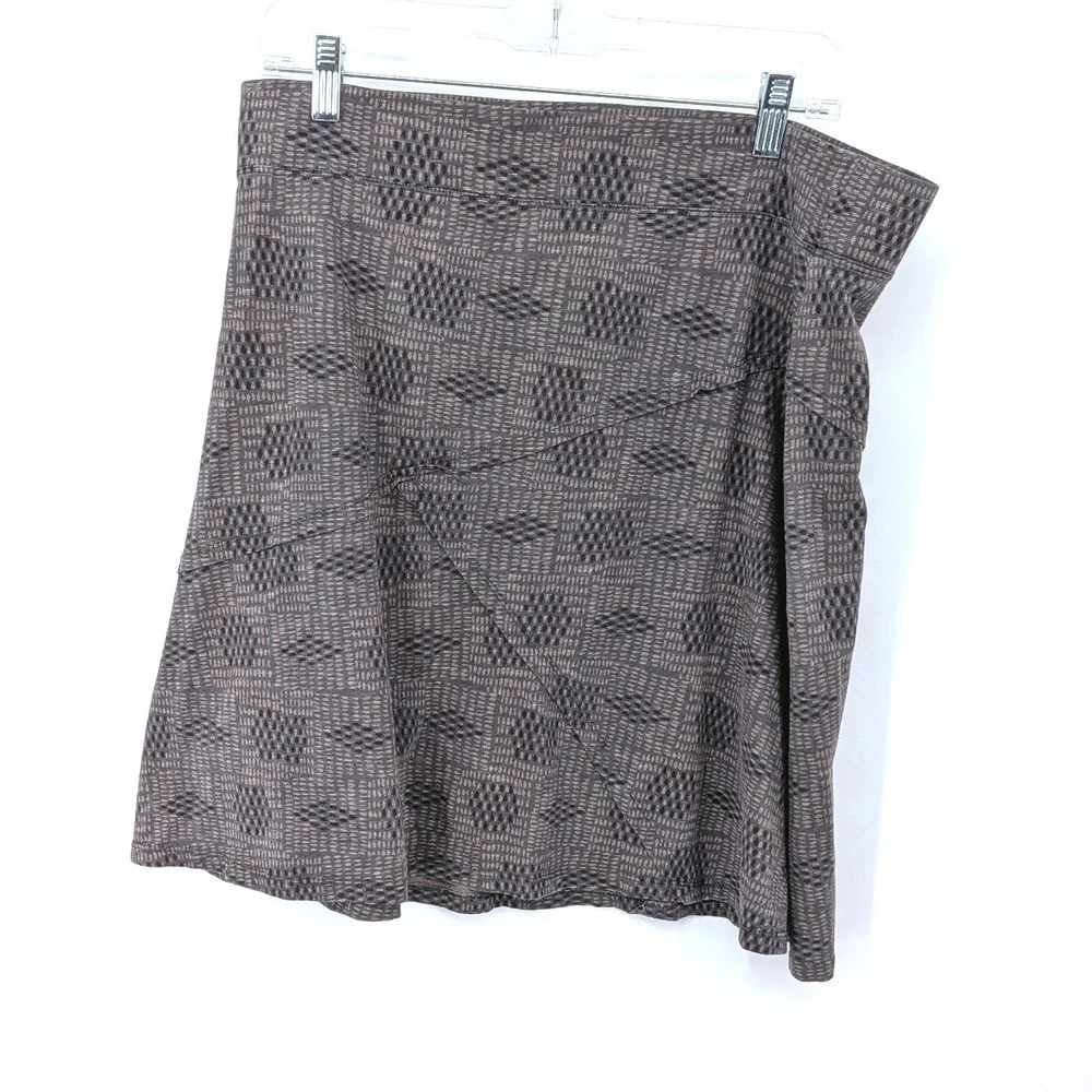 Toad&Co Skirt Womens Large Brown Geometric Eco Organic Cotton Tencel Knit Active